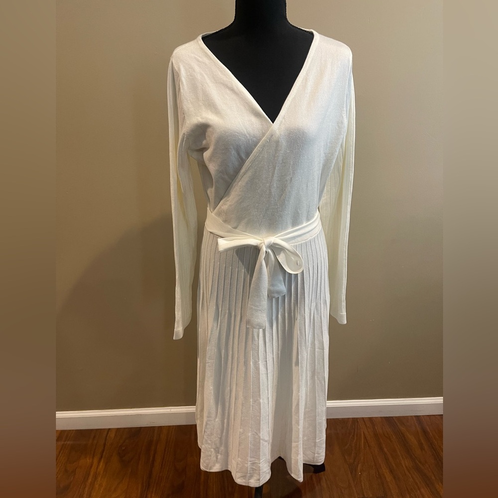 Women's Long Sleeve Midi Dress Wrap Pleated Sweater Dresses - NWOT - XL